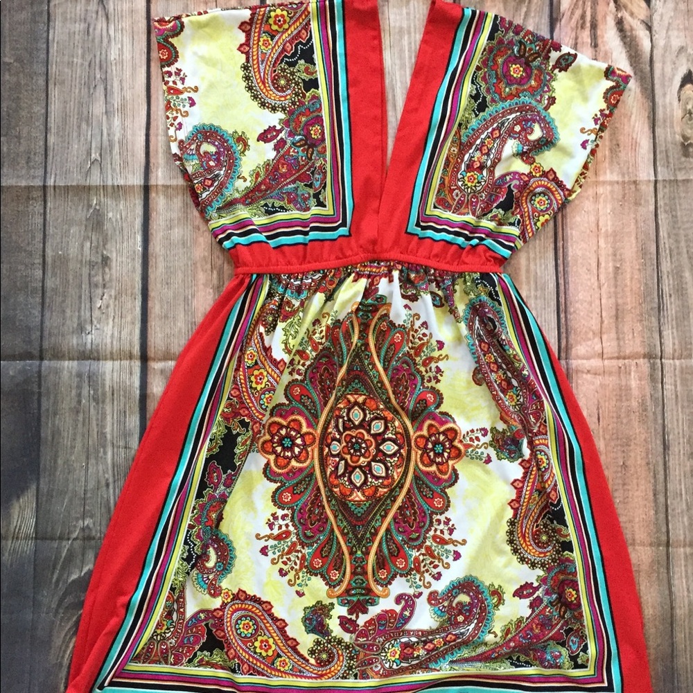 Red paisley dress size xl